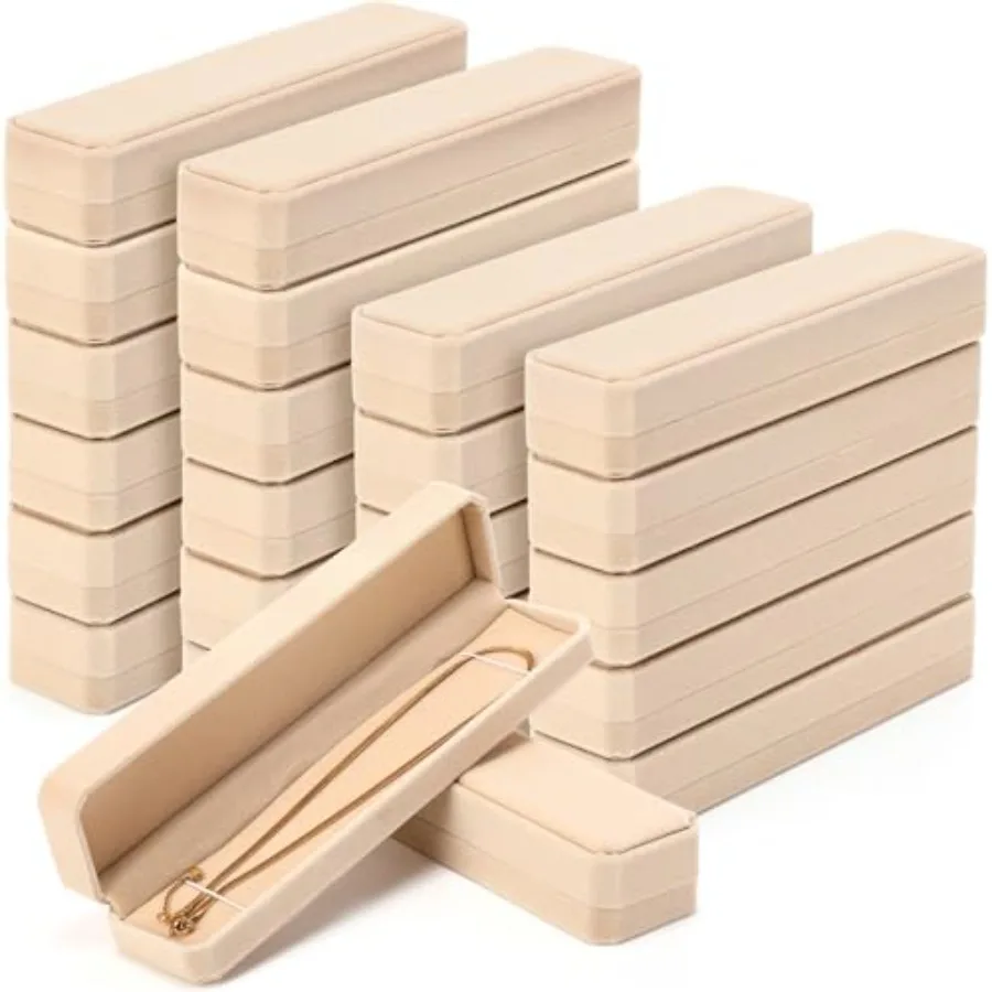 Paquete de 24 Cajas de Terciopelo para Pulseras, Caja de Joyería para el Día de la Madre, Caja de Almacenamiento para Collares y Pulseras, Estuche Largo para Joyería para Bodas