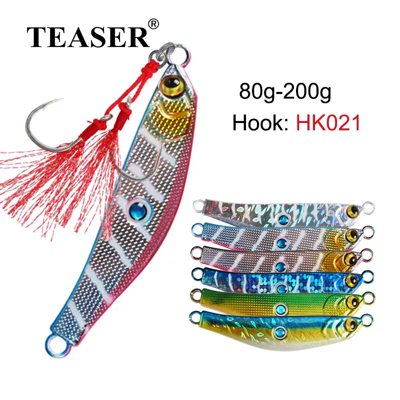 

TEASER J89 80g 100g 150g 200g Vertical Spoon Slow Sinking Jigs Sardine Fish Saltwater Luminous Metal Jigging Diamond Fish Bait