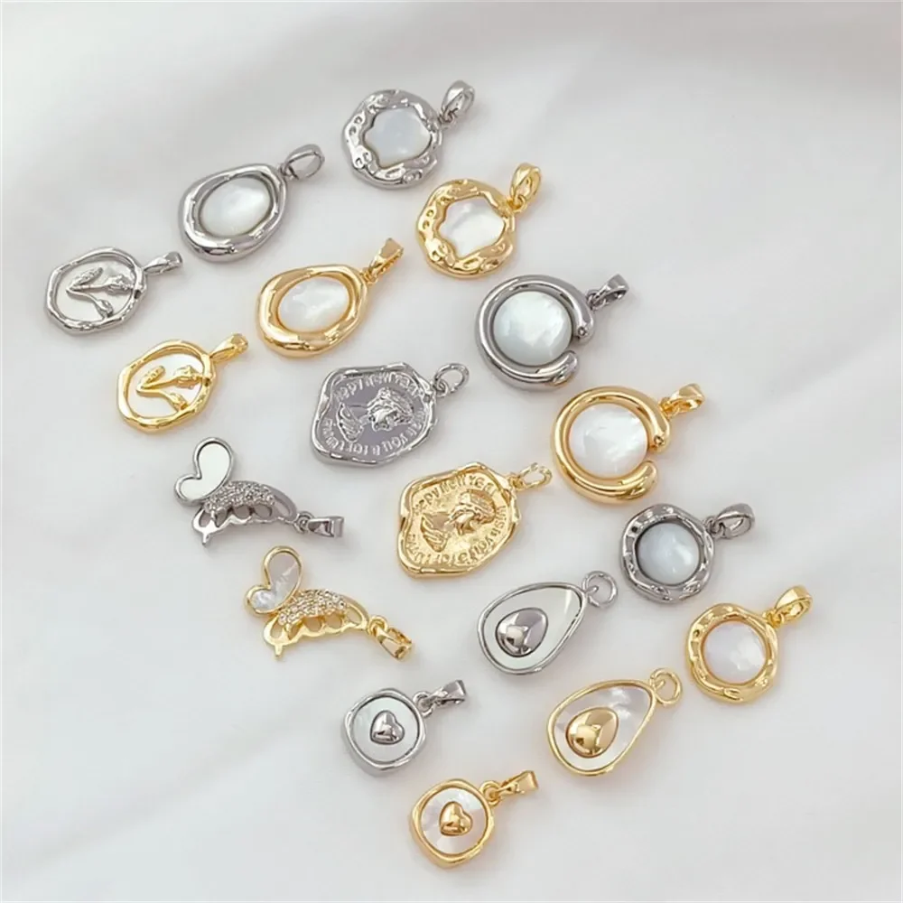 

14K Gold-plated White K Mother-of-pearl Irregular Oval Butterfly Avocado Pendant, DIY Handmade Accessory