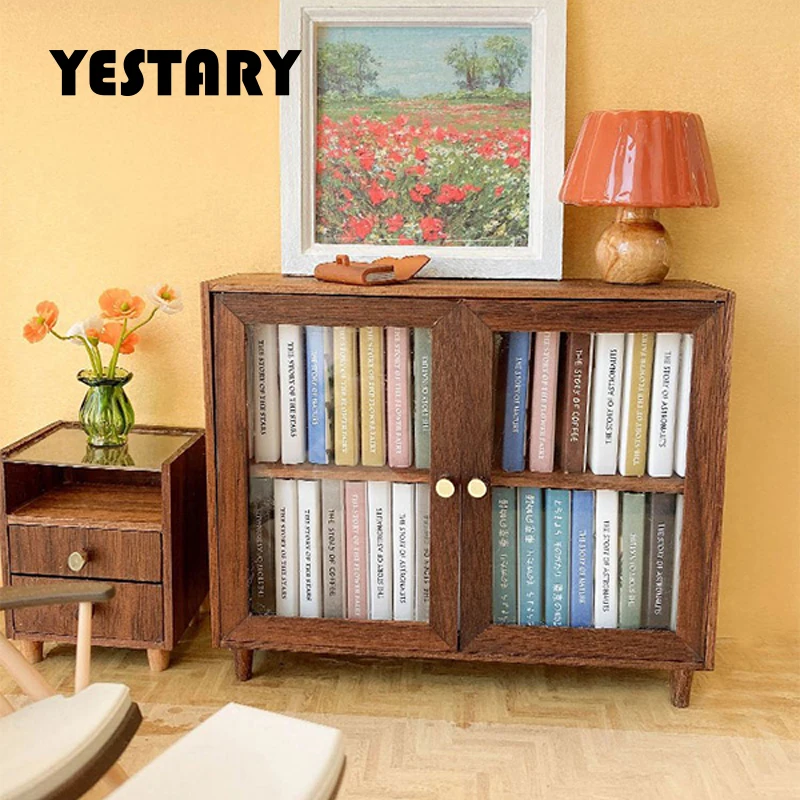 

YESTARY Miniature Dollhouse Furniture For 1/12 Dollhouse Scene Setting Wood Bookcase Bjd Doll House Accessories For Obitsu11 Gsc