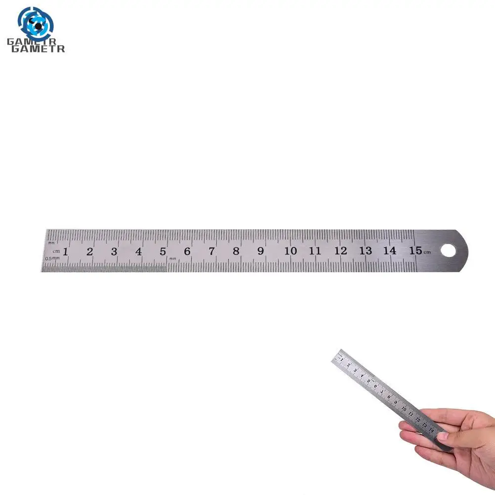 Regla métrica de precisión de doble cara, herramienta de medición de 15cm, regla de Metal, 1 unidad