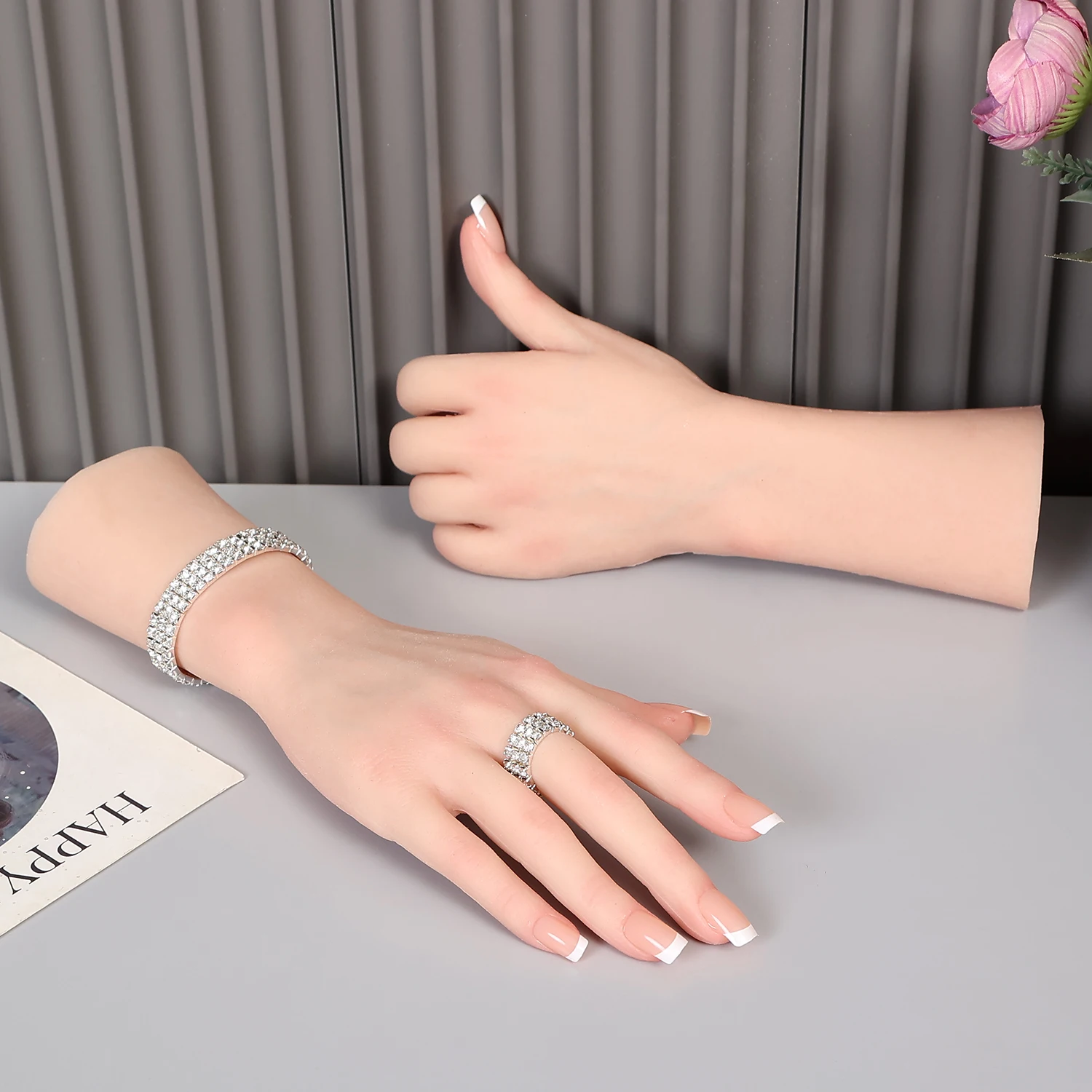 Zishine Lifelike Female Hand Model - Realistic Silicone Mannequin for Nail Practice, Manicure Training & Jewelry Exhibition