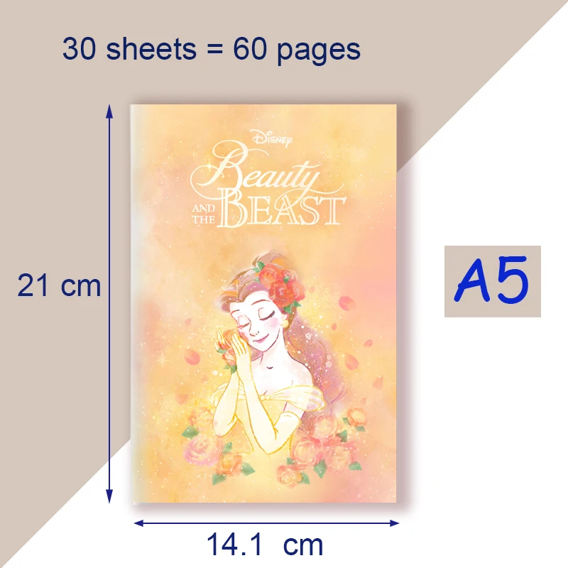 Imagem -05 - Cartoon Note Book com Pinturas Art Print a5 Thread Notebook Belle Rose Citação Caderno Papelaria Writing Pad Beauty And The Beast