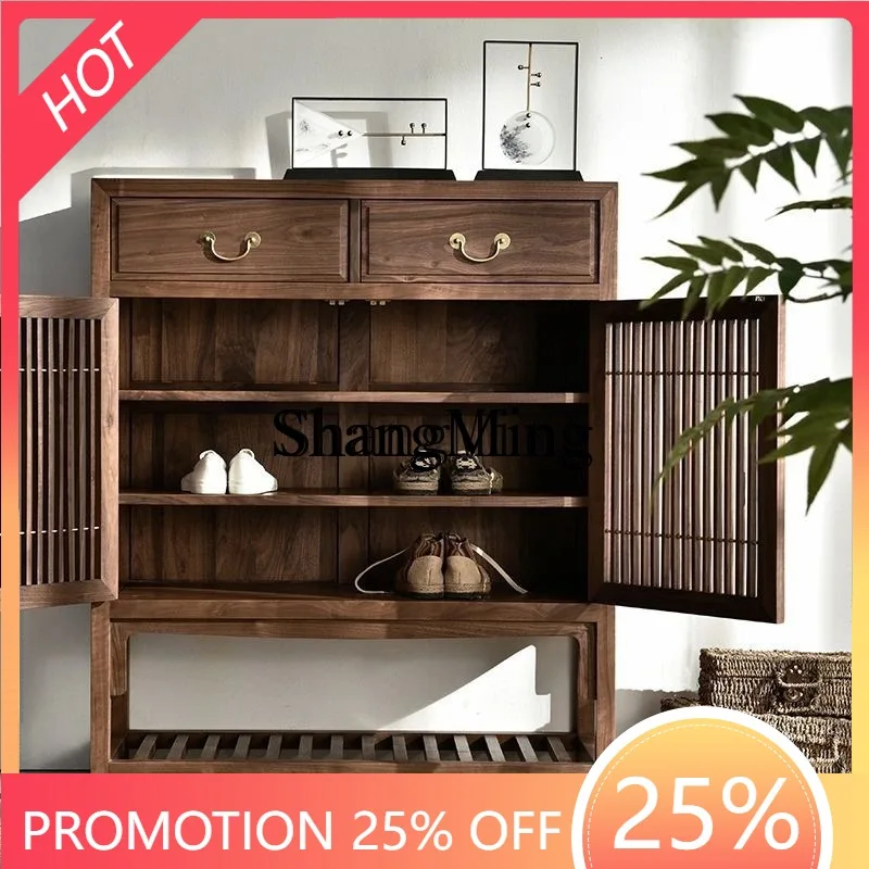 

SM household new Chinese-style Zen porch cabinet storage solid wood shoe cabinet foyer furniture