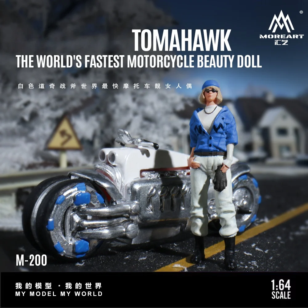 

TimeMicro&MoreArt 1:64 Белая фигурка мотоцикла TOMAHAWK - модель из смолы