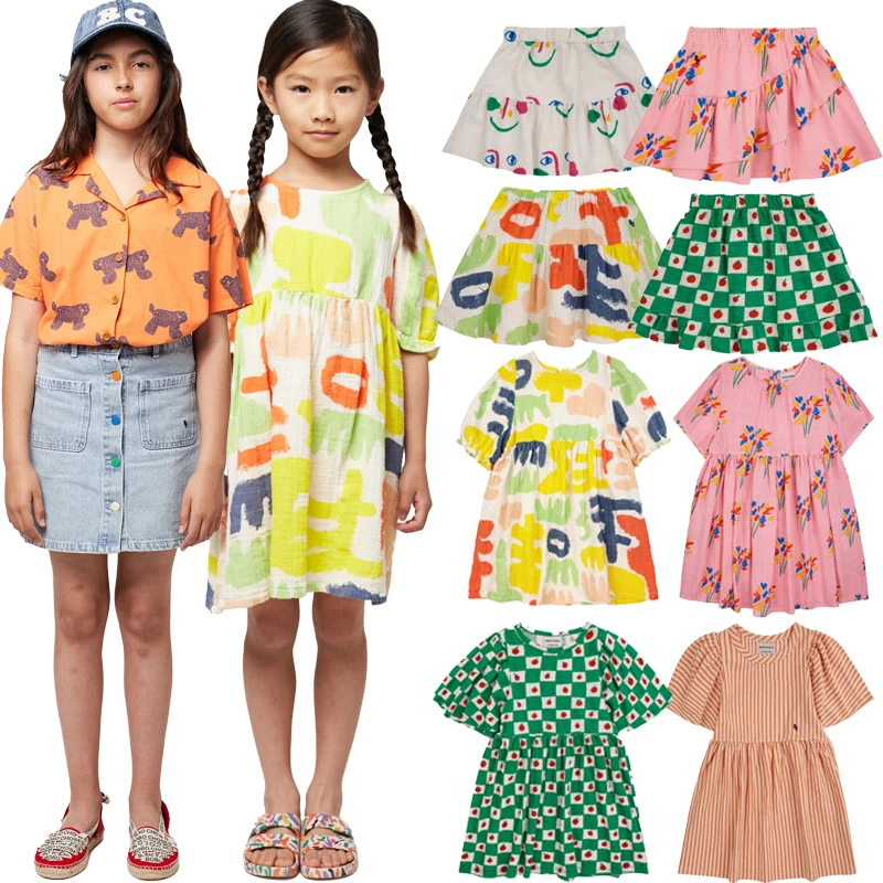 

2024 New Spring Summer Girls Cute Print Skirts Kids Casual Short Skirt Girls Versatile and Cute Dress Children's Dress