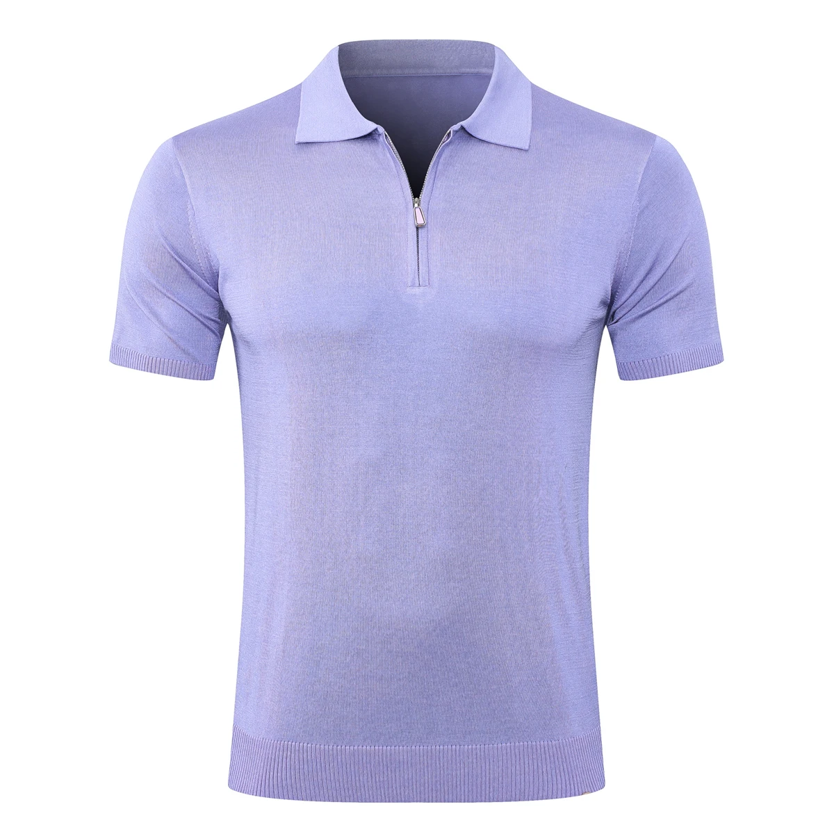 OECHSLI-Camiseta de seda para hombre, Polo fino de manga corta con cremallera, elástica, transpirable, cómoda, talla grande, M-5XL, novedad de 2025