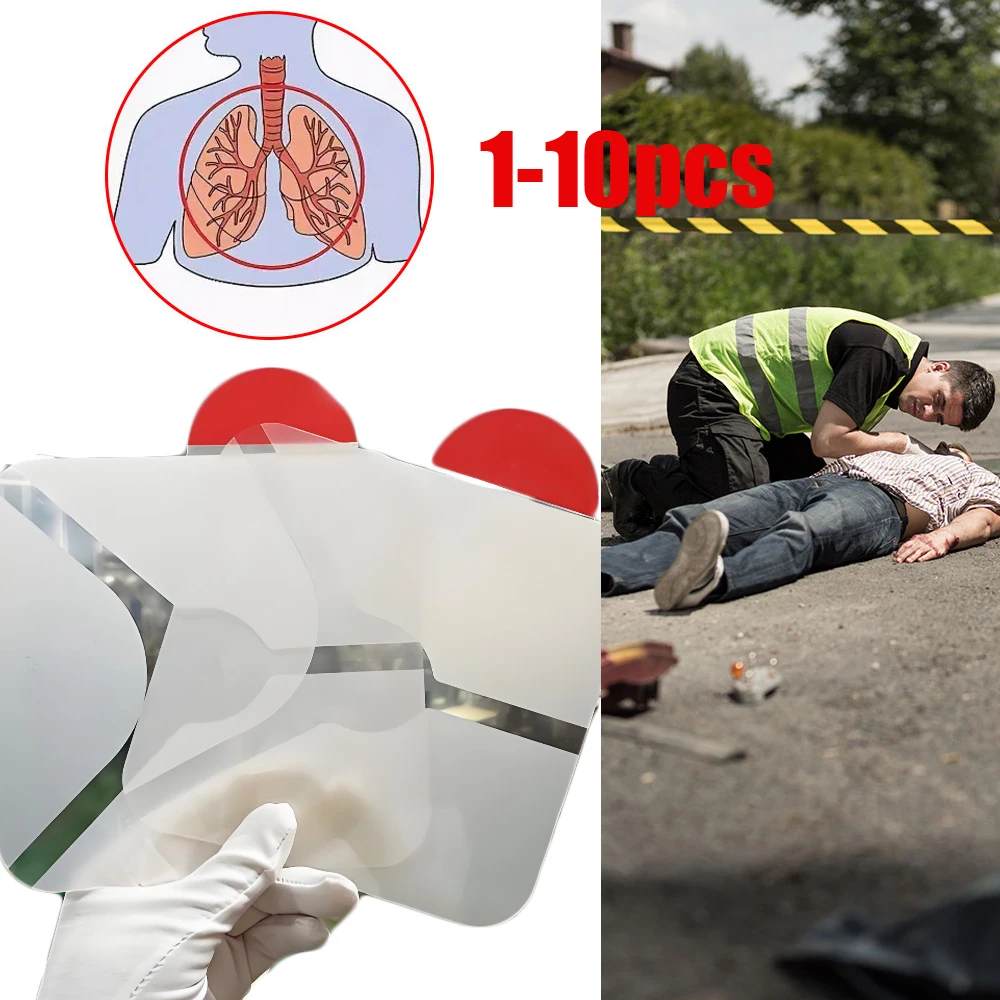 1-10pcs Trauma First Aid Kit Vented Chest Seal Dressing Emergency Rescue Bandage Outdoor Square Wound Care Tool