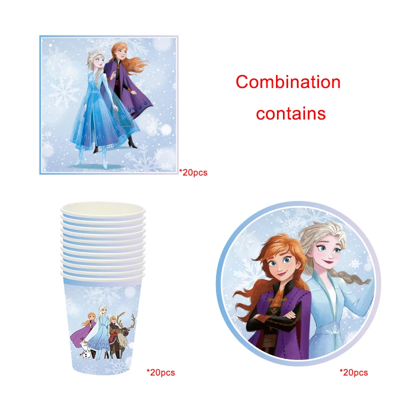 Disney Frozen Happy Birthday Party Paper Disposable Tableware Series for 20 Guest Baby Shower Girl Favor Party Decoration