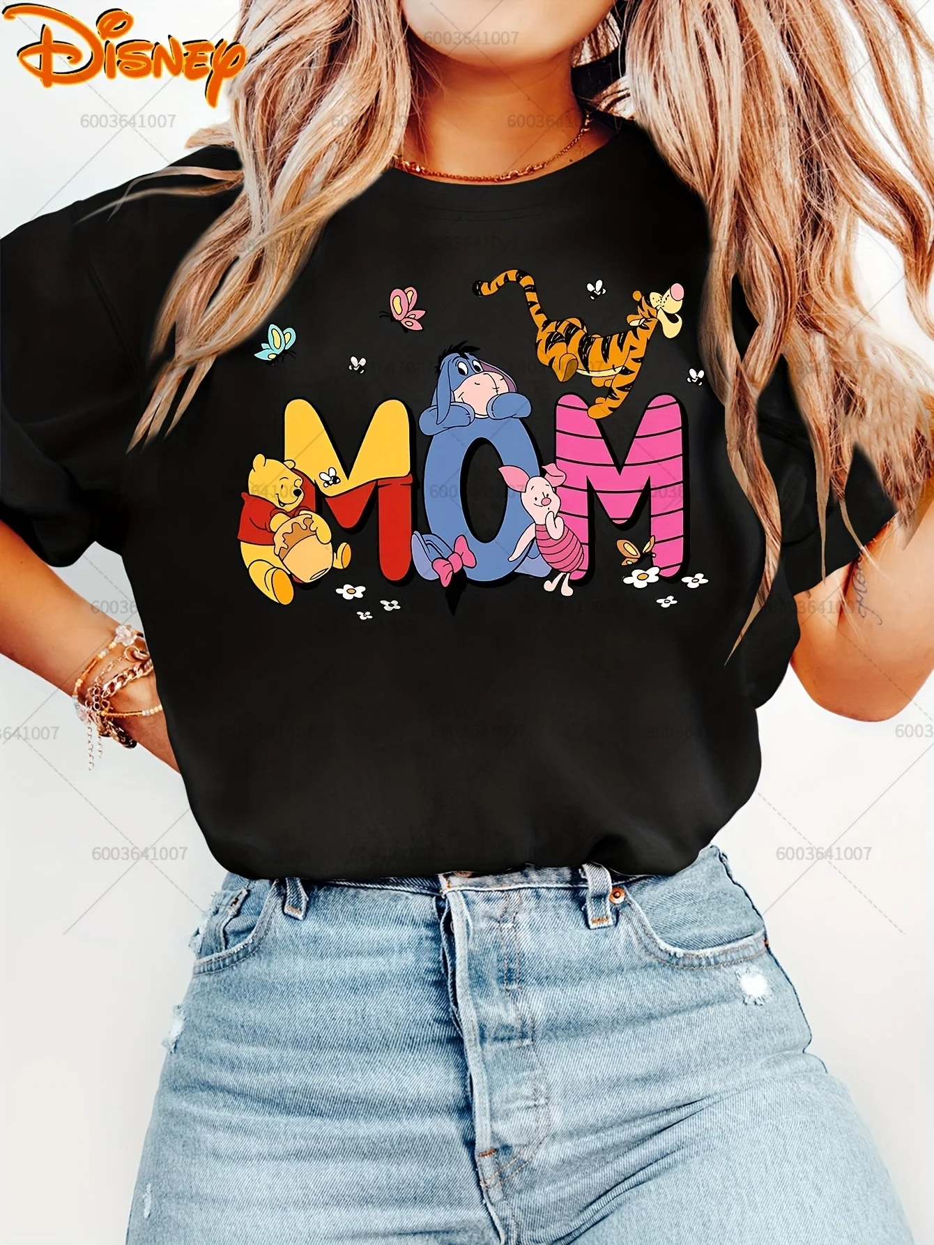 

Disney Winnie The Pooh Bear Mom Женская и мужская хлопковая футболка унисекс с коротким рукавом большого размера, повседневная уличная одежда для пар, винтажные топы