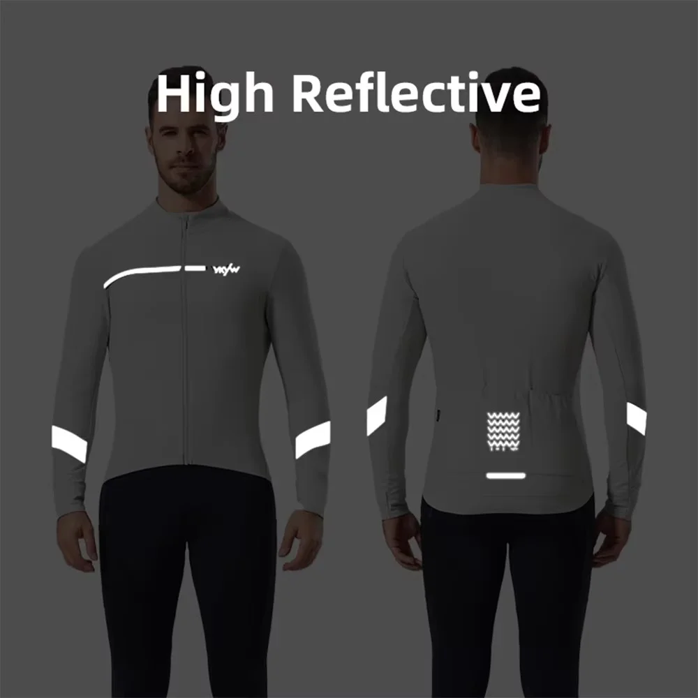 Image 5: YKYWBIKE hommes hiver cyclisme maillot chaud vélo de route mince doux polaire veste respirant vtt cyclisme vêtements vélo maillot