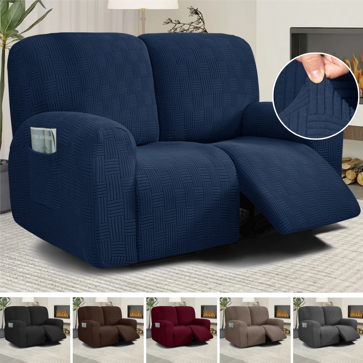 

Jacquard Recliner Lovest Sofa Cover 6-Pieces Stretch Soft Washable Recliner Couch Slipcover 2-Seater Sofa Protector