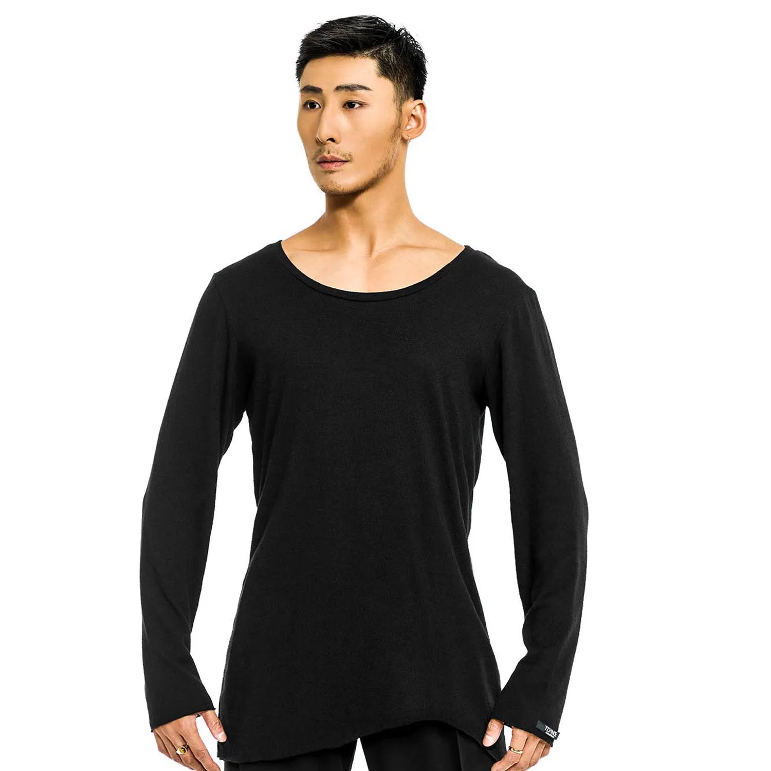 Professional Cotton And Linen Long Sleeved Latin Dance Training Suit Chacha Rumba Tango Adult Latin Dance Tops For Men DN18228