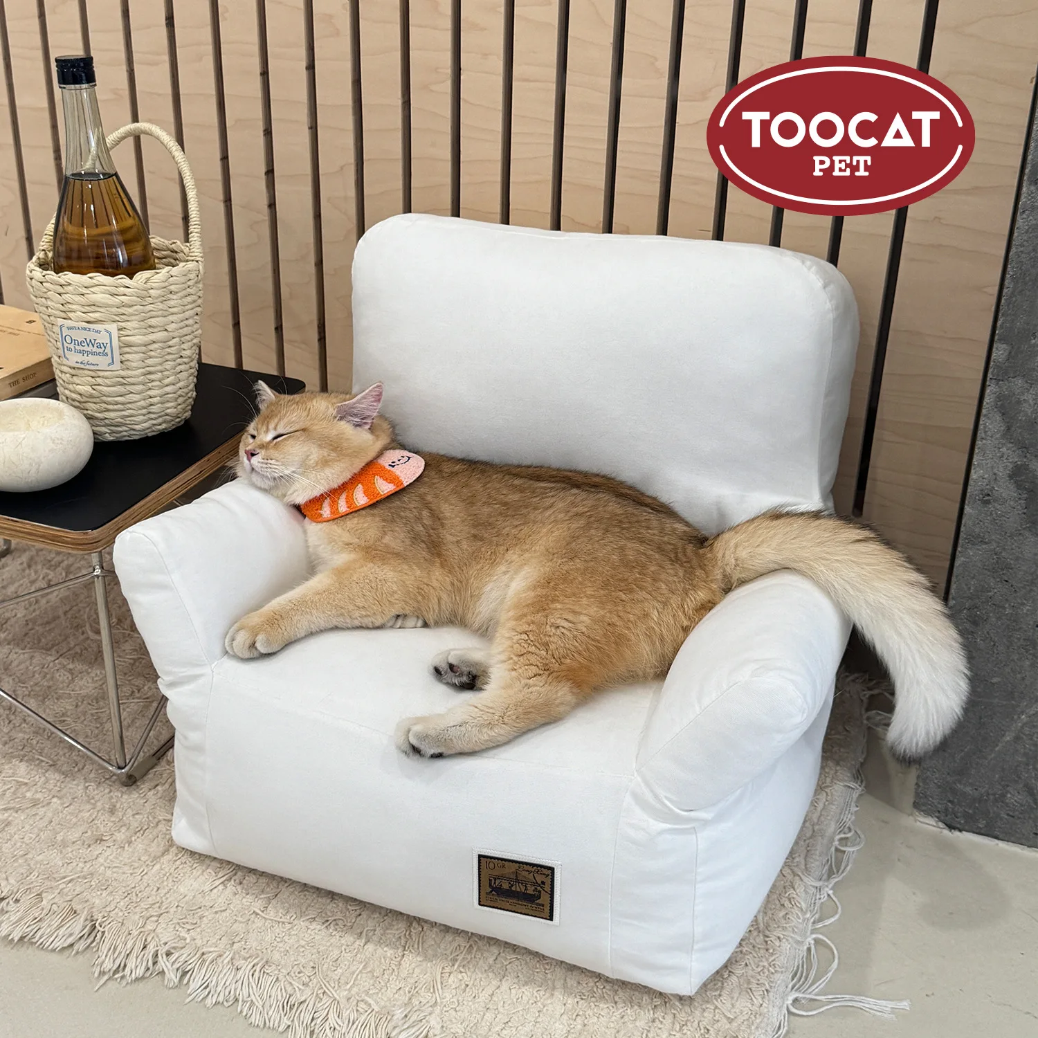 Adequado fortoocat coreano ins pet pequeno sofá outono e inverno ninho de gato doghouse areia removível e lavável cama legal para animais de estimação
