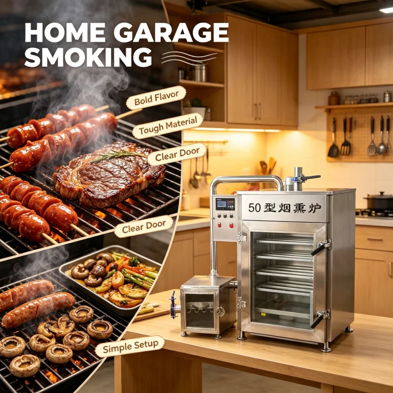 Commercial Smoking Machine Oven for Fish Meat Chicken Ham Sausage Stainless Steel Electric Smoker with Drip Tray and Hooks