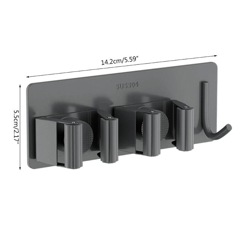 Suporte para esfregão montado na parede, suporte para esfregão e vassoura aço inoxidável, sem perfuração automática e65b