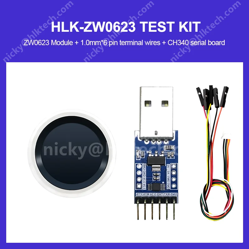 Free Ship Hi-Link Fingerprint recognition Module HLK-ZW0623 testkit High Resolution Capacity Touch Fingerprint Smart Door Lock