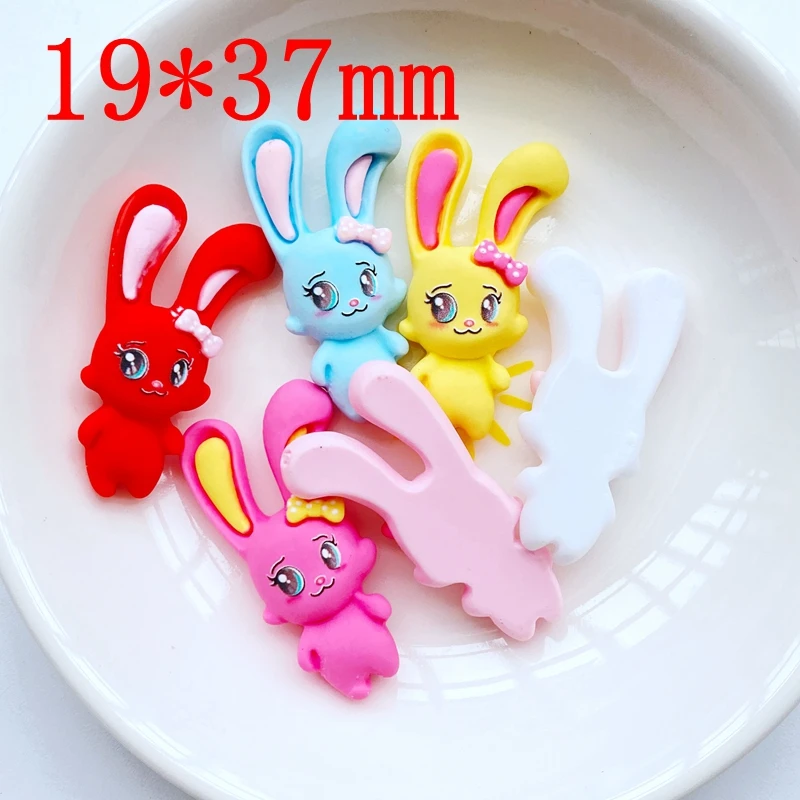 10Pcs Resin Colorful Kawaii Rabbit Flatback Cabochon Stone Figurine Christma Decor Accessorie DIY Hair Bow Scrapbook Craft