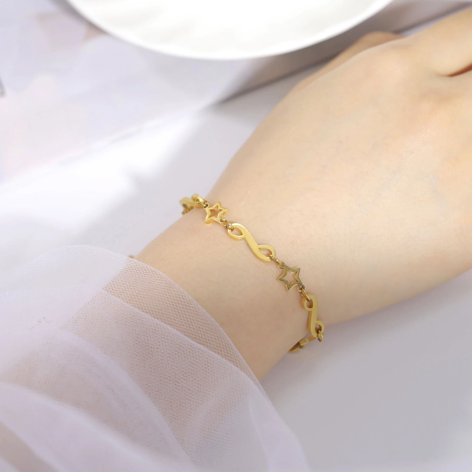 

Kkjoy Fashion Stainless Steel Star Infinity Symbols Bracelet For Women Yoga Beach 8 Word Hand Charm Jewelry Gift Wholesale