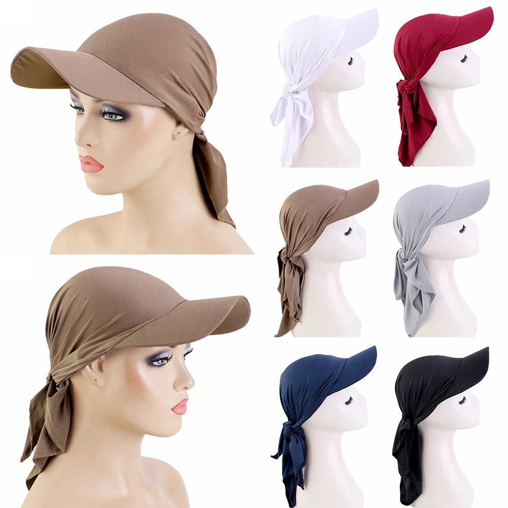 

New Fashion Sunscreen Hijabs Cap For Women Bonnet Adjustable Muslim Sun Hats Scarf Wrap Baseball Cap Bandana Hijab Bonnet Turban