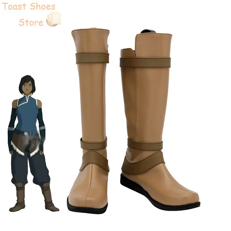 Korra-zapatos de Cosplay para Halloween, botas de carnaval, zapatos de cuero de Anime, accesorios de Cosplay, utilería para disfraz