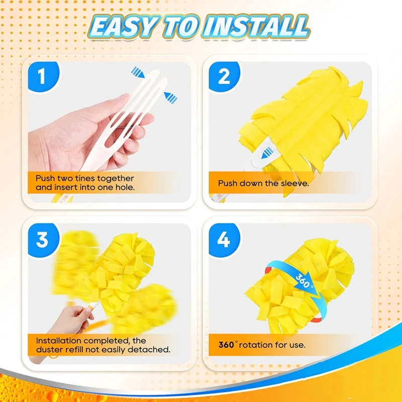 Duster Refill For Swiffer Duster Extended Handle - Reusable Heavy Duty Dusters Refills 360 For Swiffer Duster Handle