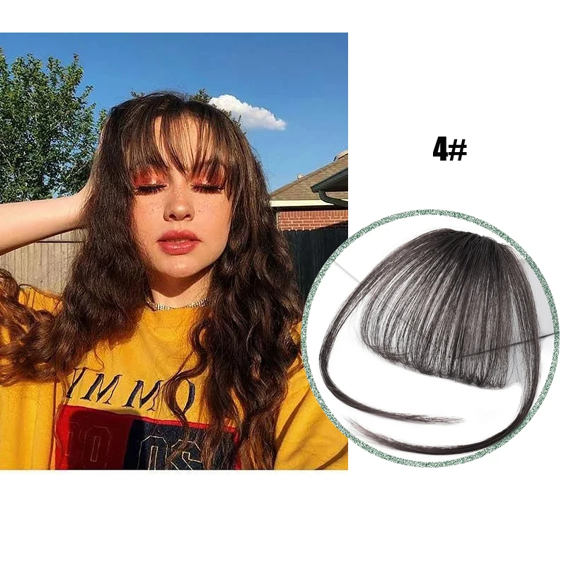 Synthetic Hair Air Bangs Clip In Hair Extensions Heat Resistant Fake Fringe Natural Hairpieces For Women