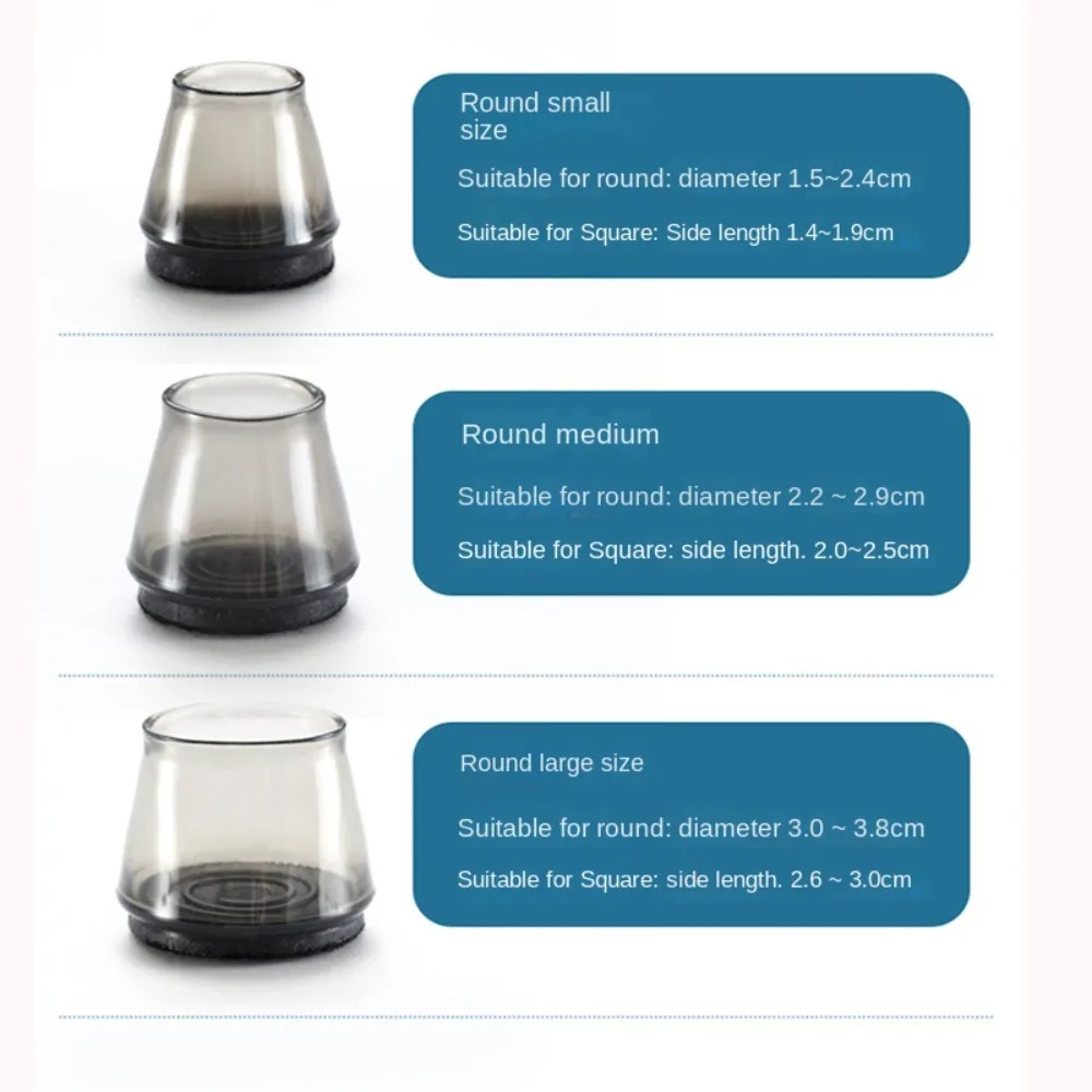 4pcs Round Chair Leg Protectors Caps Silicone No Scratches Furniture Legs Cover Reduce Noice Transparent Floor Protector Home