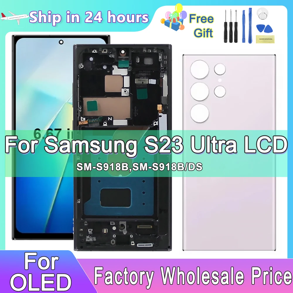 

For AMOLED For Samsung S23 Ultra LCD Display Digital Touch Screen For Samsung S23 Ultra 5G Display G918 SM-S918B