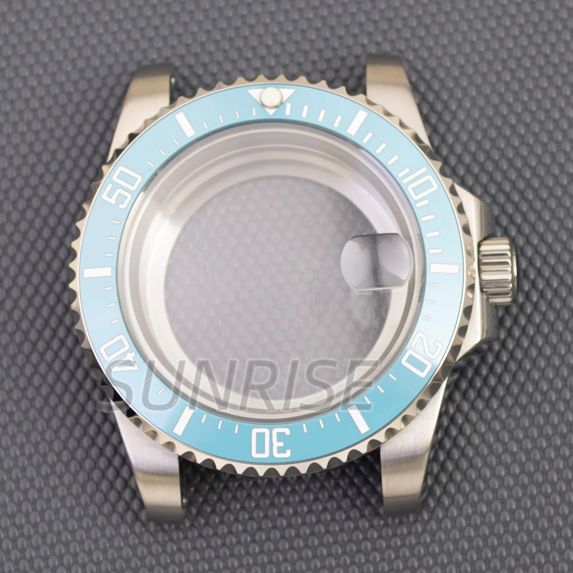 40MM Men Watches Case Ice Blue Ceramic Bezel Sapphire Glass Waterproof for NH34 NH35 NH36 movement 28.5mm dial GMT SUB case