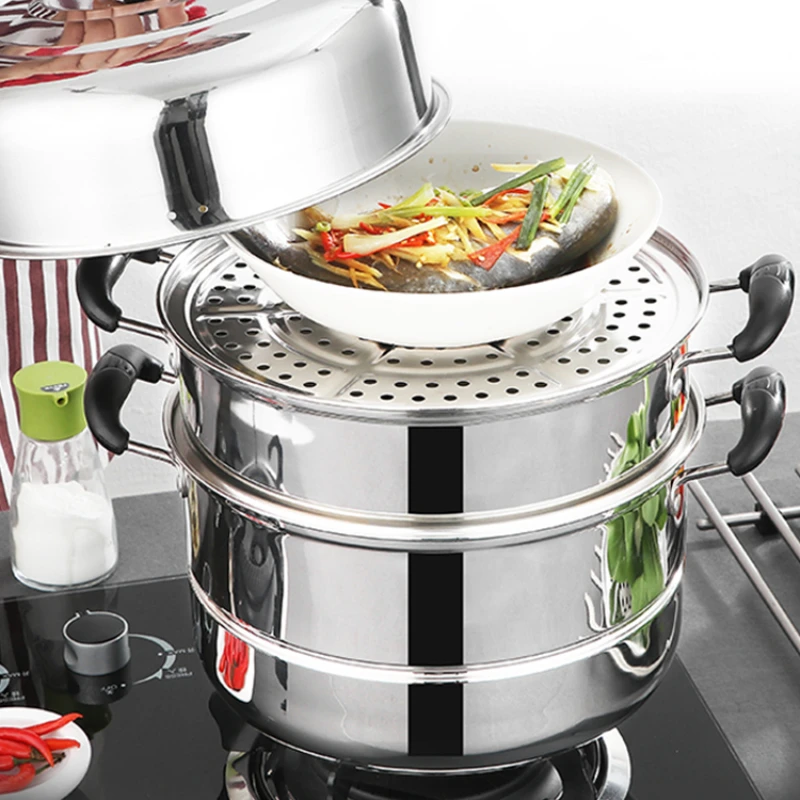 

Multifunction Household Boilers Stainless Steel Universal Rice Noodle Steamer Cooker Soup Pot Cookware Double Boiler