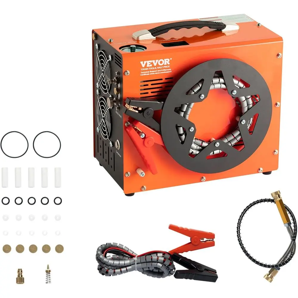 

PCP Air Compror, 4500PSI/30Mpa Portable PCP Airgun Compror with Built-in Power Converter, Auto-Stop | DC12V/AC120V | Oil & Water