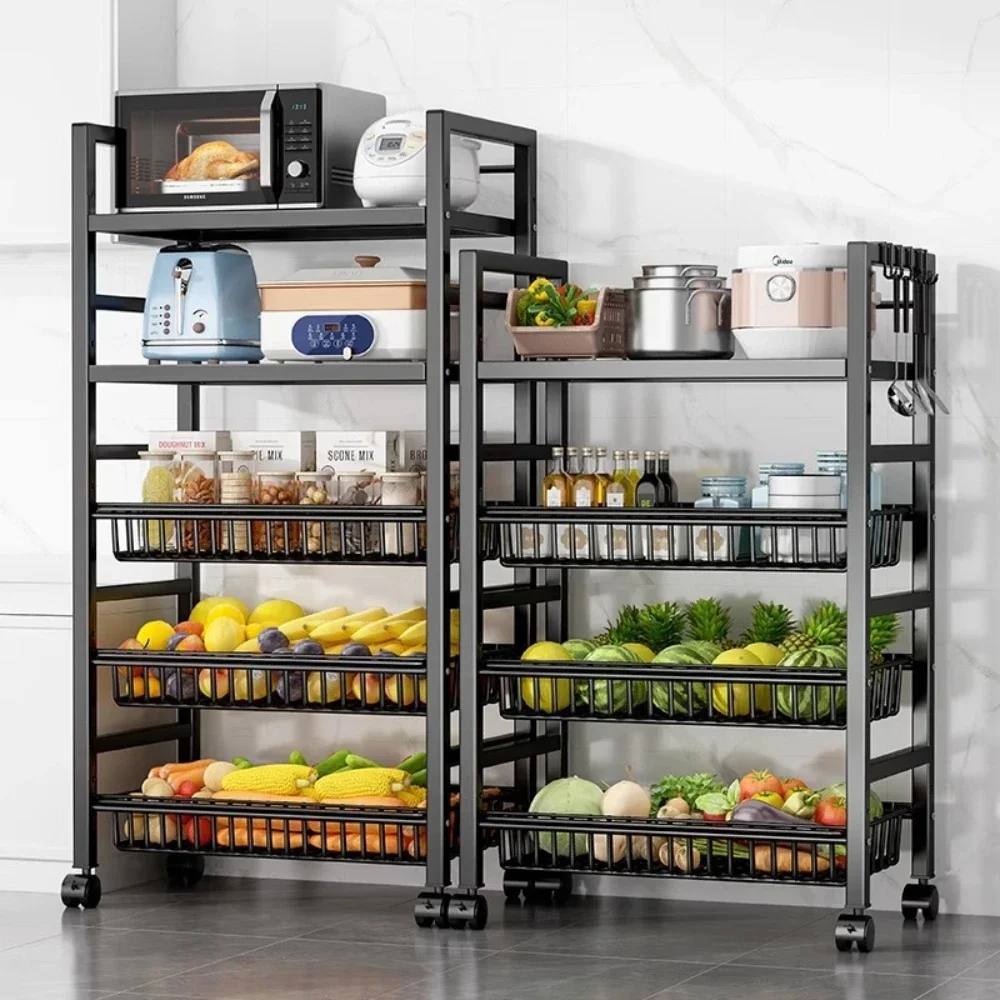 Kitchen Multi-Layer Storage Basket Removable Vegetable Rack Kitchen Trolley Storage Basket Multifunctional Kitchen Accessorie