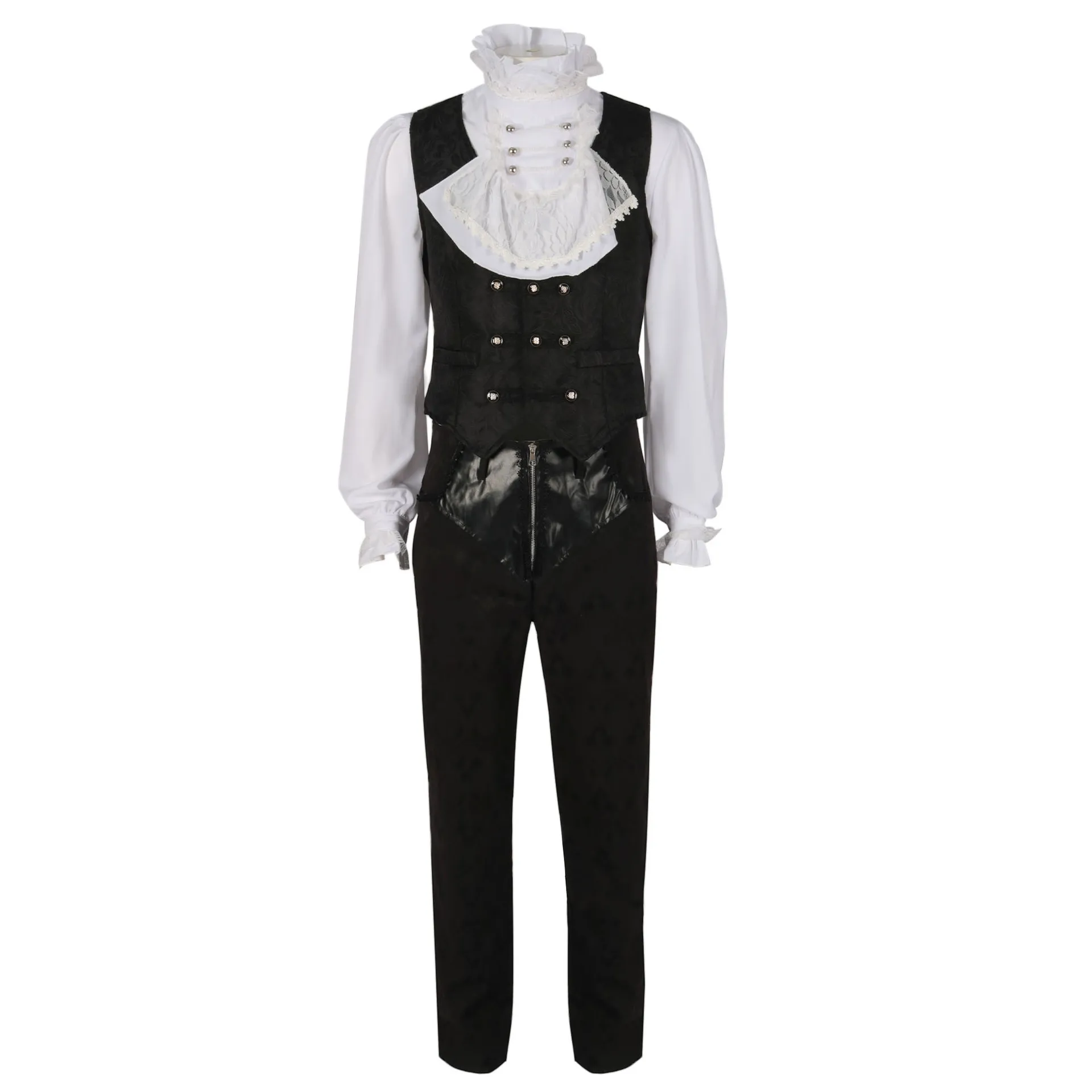

New Men Gothic Medieval Victorian Edwardian Shirt Vest Pants Frock Costume Steampunk Renaissance Prince Charming Cosplay Outfit