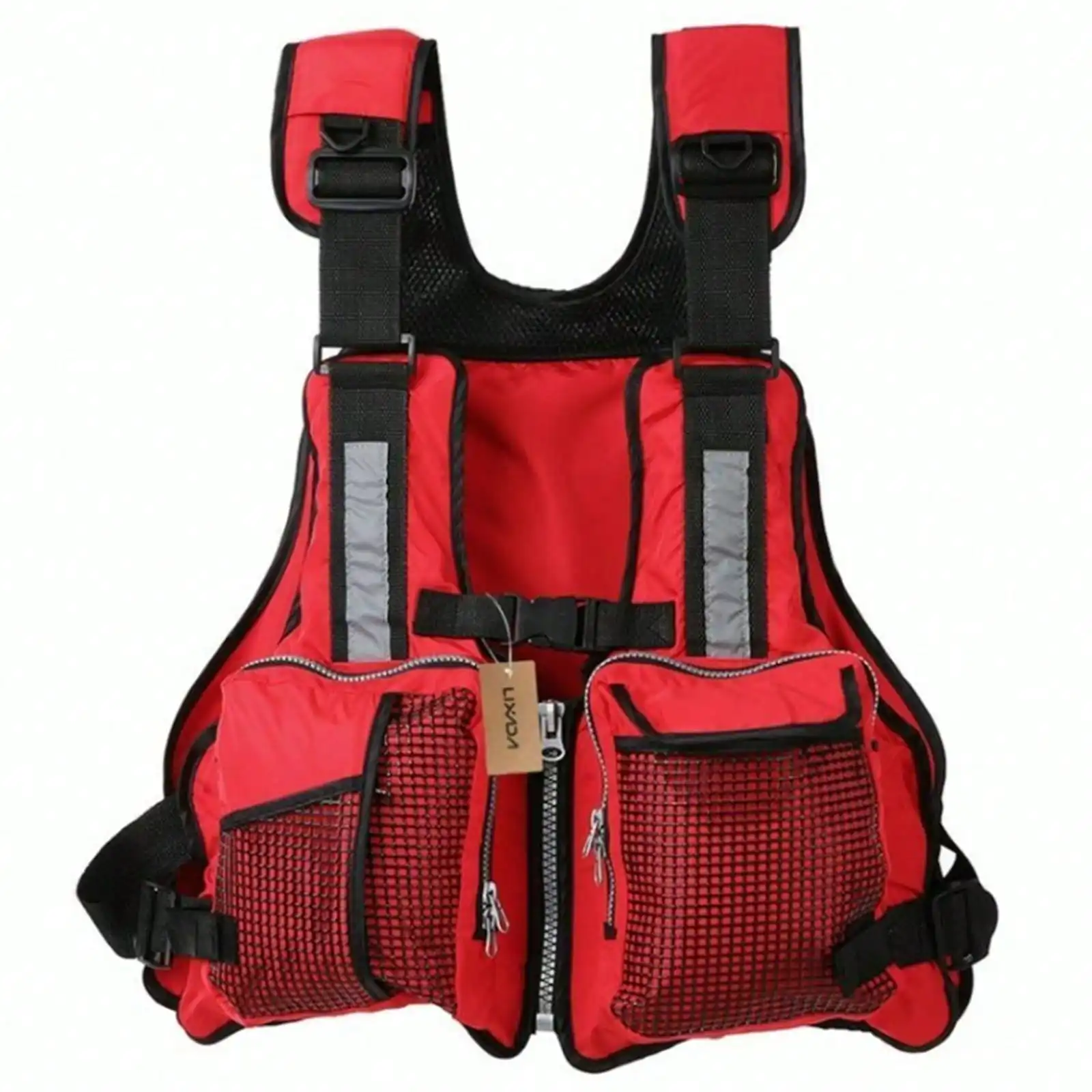 Adult Adjustable Life Jacket Vest Multi Pockets Buoyancy Sailing Reflective Design Life Saver Tank Top