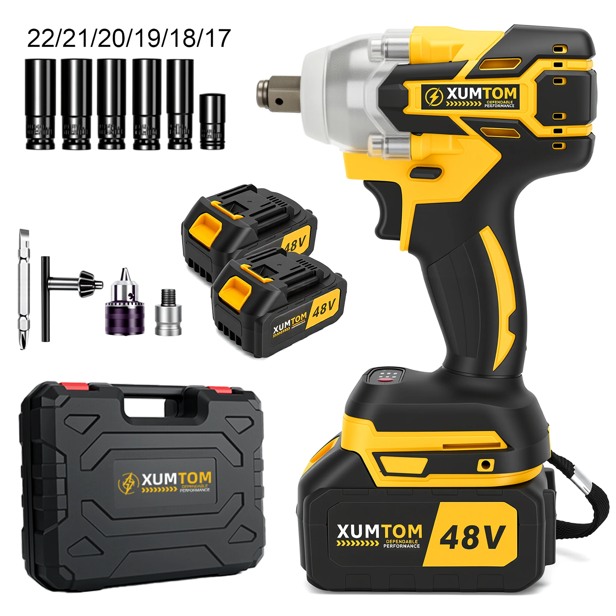 Chave de Impacto 48V Eletrica 450NM Parafusadeira Furadeira  Brushless 48V 2 Baterias kit ferramentas completo