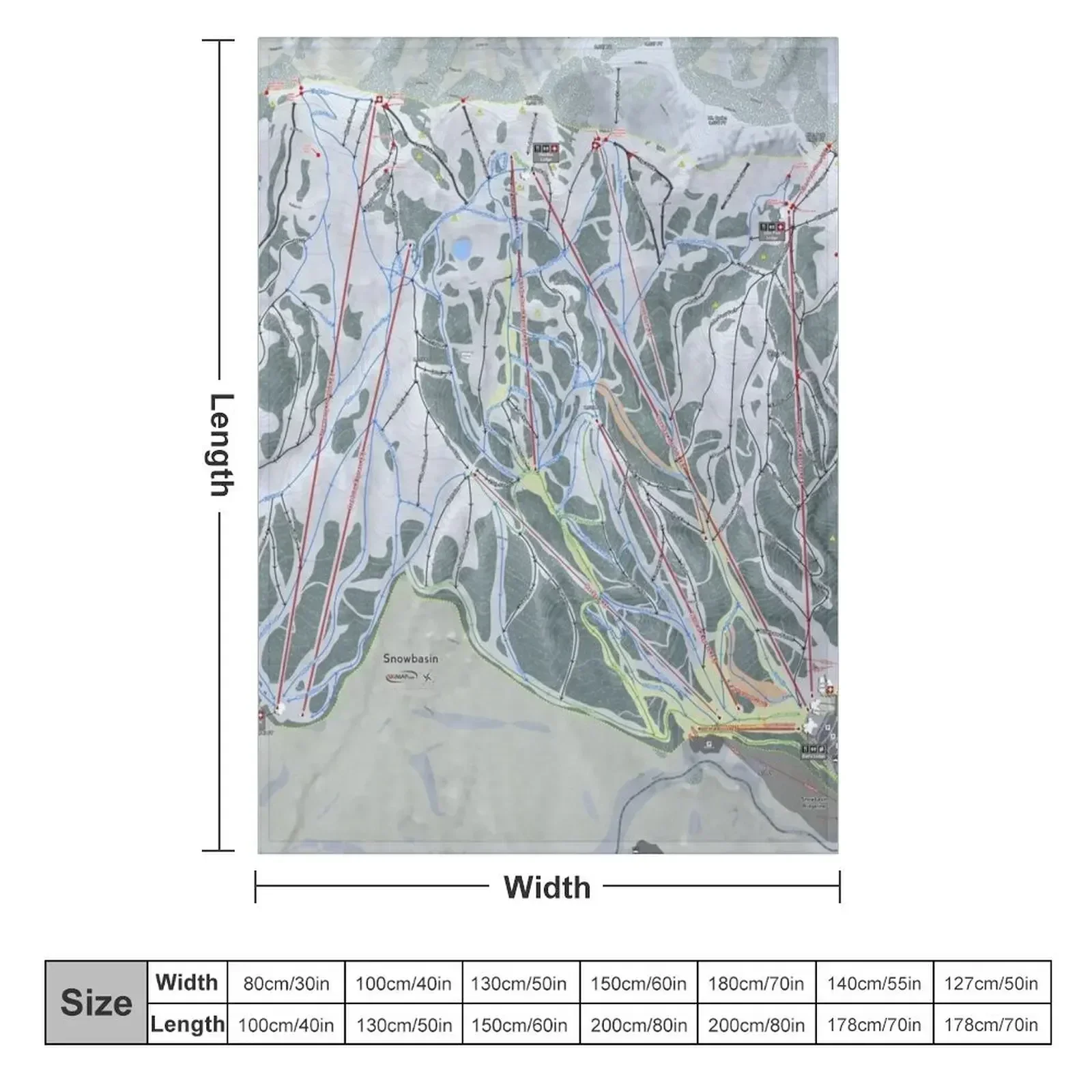 Snowbasin Resort Trail Map Throw Blanket christmas gifts Winter beds Blankets