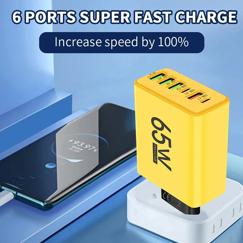 65-ワット-usb-pd-充電器ムーティプラグポート高速急速充電携帯電話タイプ-c-壁アダプタ-iphone-xiaomi-samsung-用