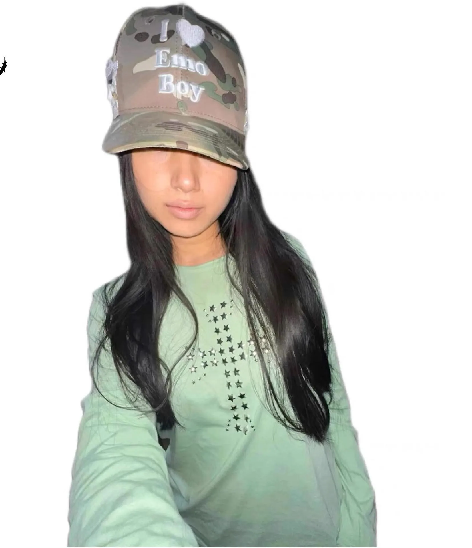 

Fashion y2k 2025 new European and American circle collar street star cross hot diamond print slim slim long-sleeved T-shirt top