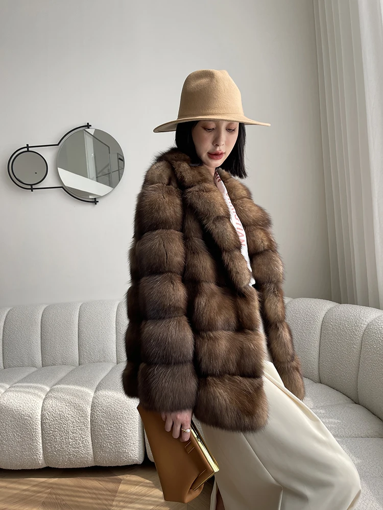 Fangtai 2023 New Fashion Winter Warm Luxury Natural Real Russian Sable  Fur Coat Women Fur Jacket Special Offer Free Shipping