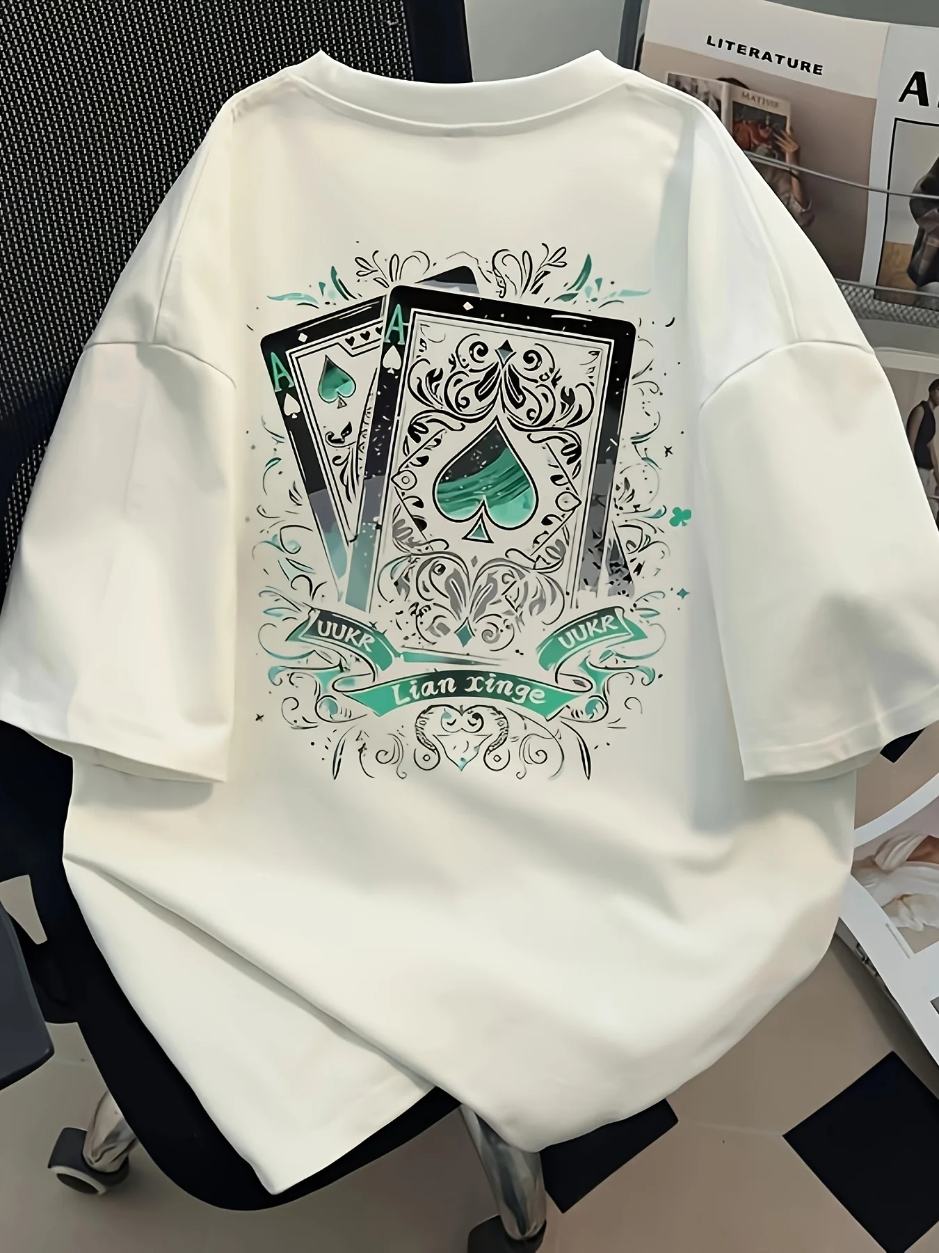 

Men's Fashionable Street Style Round Neck Short Sleeve T-shirt with Playing Card Pattern 3D Print Suitable for Daily Wear