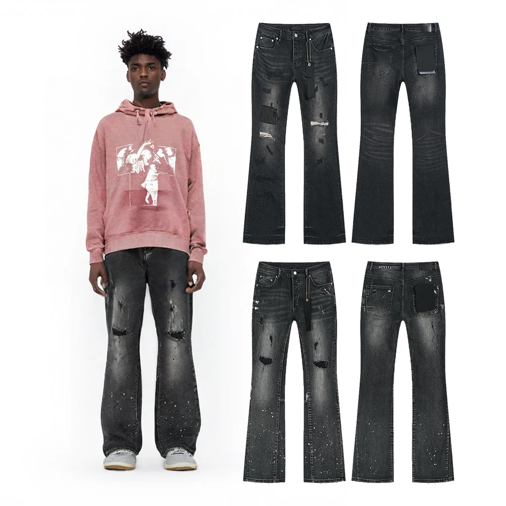 

Мужская одежда Джинсы Rock Revivals Хип-хоп Уличная одежда Рваные джинсы Ретро Проблемные мешковатые брюки Повседневные джинсы-клеш в уличном стиле