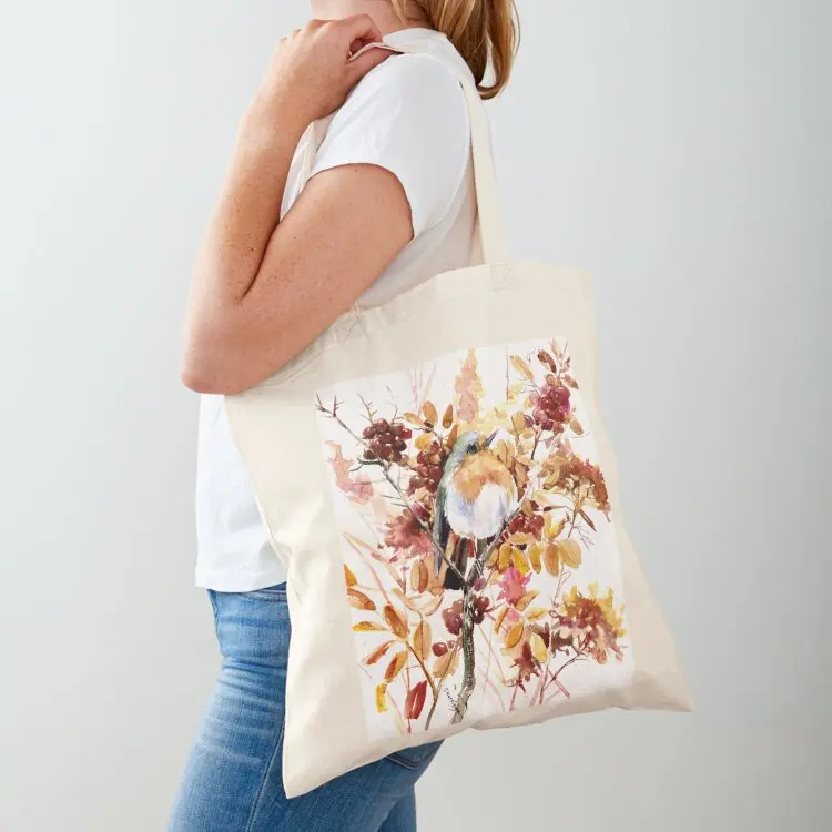 Robin Bird and Fall Colors Tote Bag