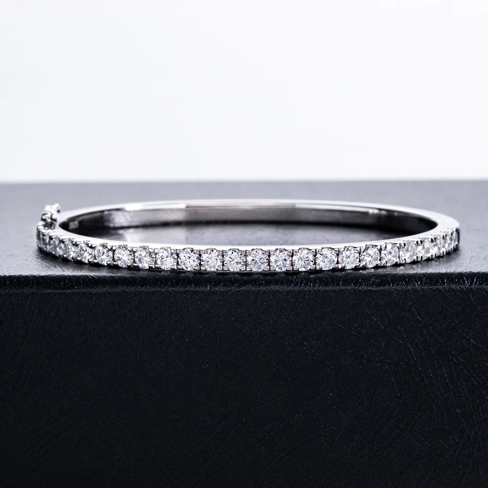 Luxury Exquisite Full 3mm Moissanites Women's Bracelets-925 Sterling Silver Wedding Bangle & Engagement Anniversary Jewelry Gift