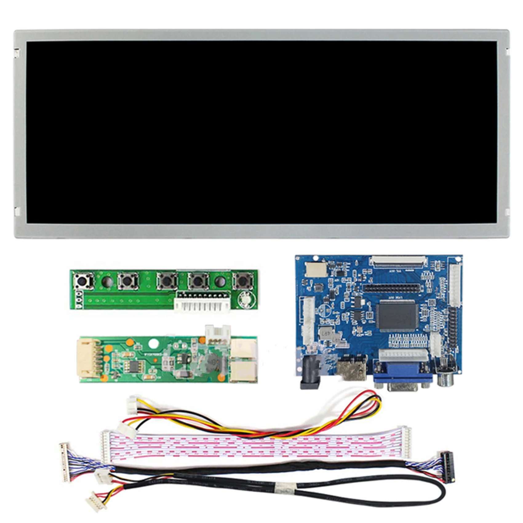 New 12.3 inch LQ123K3LG01 LED LCD Display 1280×480 Screen Monitor with 2AV VGA HDMI Controller Driver Board Control Monitor Kit