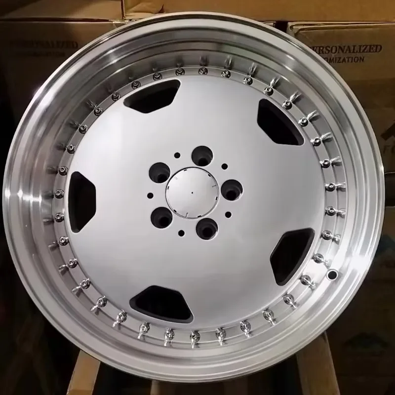 aluminum alloy casting 18 inch 5x112 deep disc star silver machine lip chrome super rivet wheel