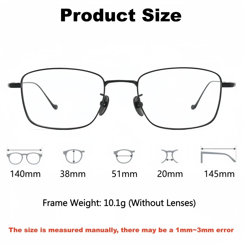 YIMARUILI New Men's Business Pure Titanium Eyeglasses Frame Ultra Light 10g Fashion Eyewear Retro Square Simple Glasses Chord-F