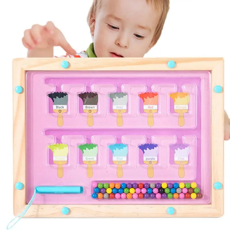 Jogo de tabuleiro de madeira com ímã, Color Sorting Toy, Contando Brinquedos, Desenvolver habilidades motoras finas, Aprendizagem infantil