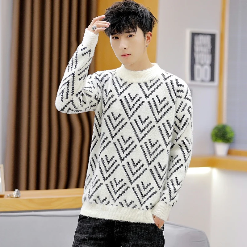 New Turtleneck Sweater Casual Men\'s Rollneck Knitted Sweater Keep Warm Men Jumper Woolen Sweater Pullover Korean Popular Clothes