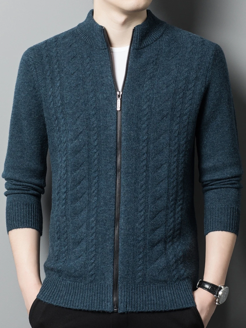 

Mens Winter Cardigan zipper Sweater Male Knitted thick Winter Korean Style Fashion Casual Knitted men Sweatercoats